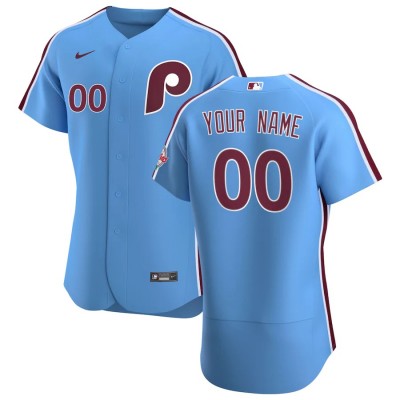 Philadelphia Phillies Custom Men's Nike Light Blue Alternate 2020 Authentic Player MLB Jersey